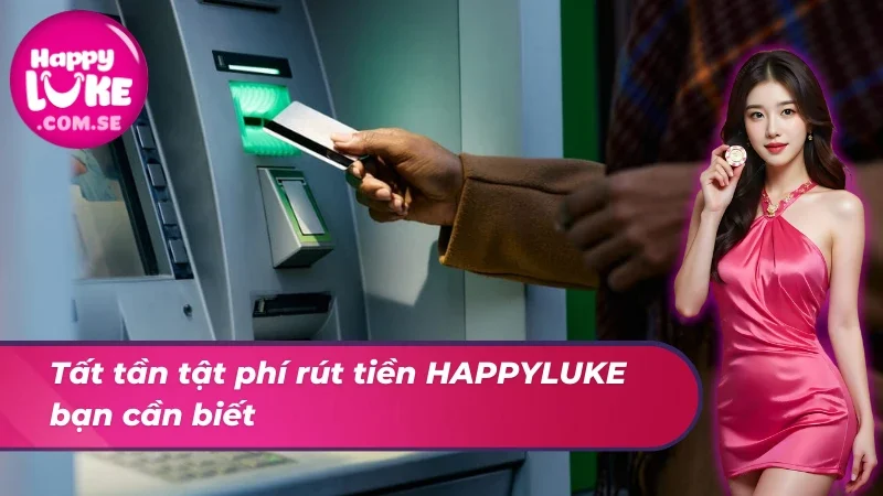 Phí rút tiền từ HAPPYLUKE hiển thị rõ ràng theo từng phương thức